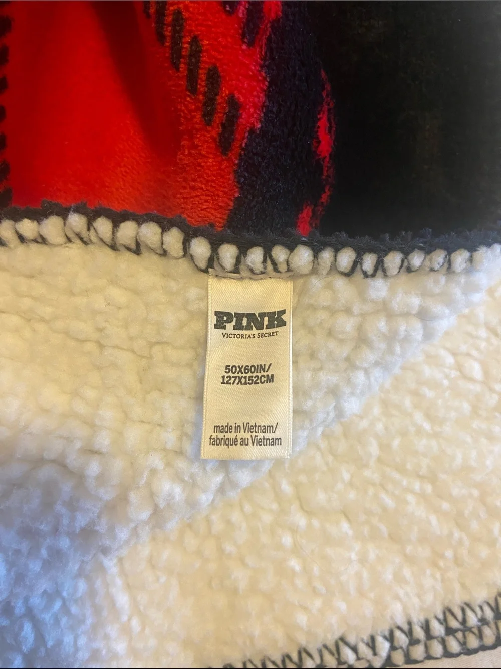 PINK Victoria's Secret Red and Black Plaid Throw Blanket